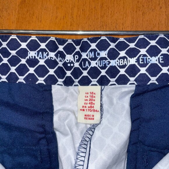 Navy White Geometric Pattern Womens Pants Size 16 Cropped Slim Fit Khakis Gap - Picture 5 of 7